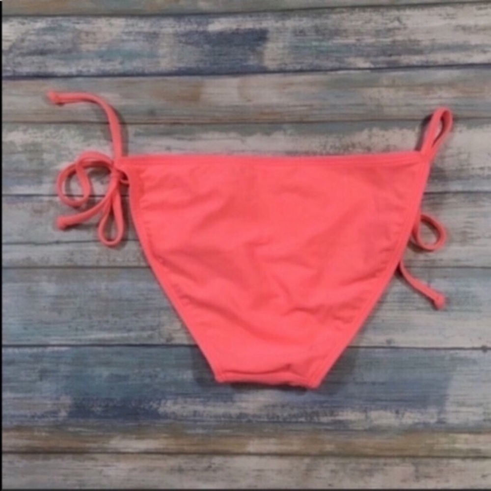 Xhilaration Bright Orange Tie Side Bikini Bottoms Women’s Small Neon String Swim - Picture 4 of 4